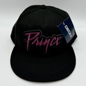 Prince Script Logo Embroidered Snapback Hat Adult One Size Black‎ By Decky